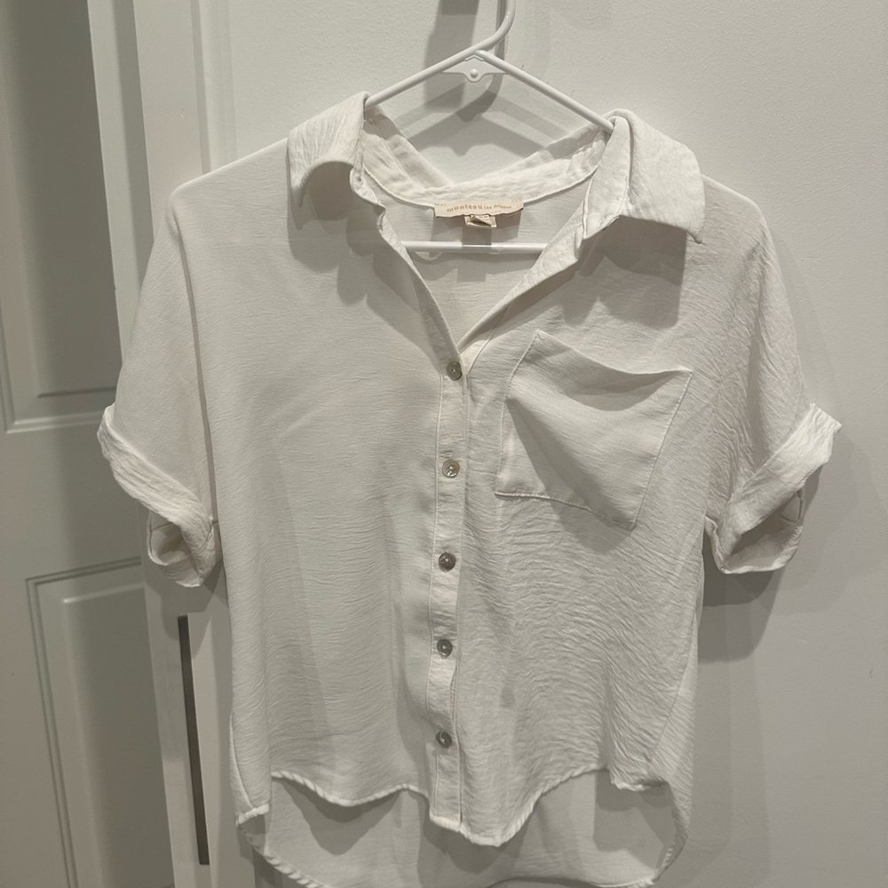 Monteau Elegant Cream Button-Down Shirt